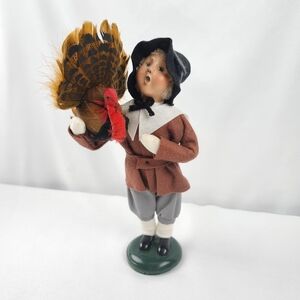 Byers' Choice LTD The Carolers 10 Inch Pilgrim Boy Thanksgiving Turkey 2001